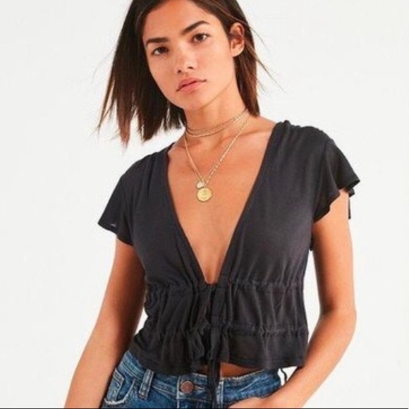 Urban Outfitters Black V-Neck Top - Picture 1 of 6